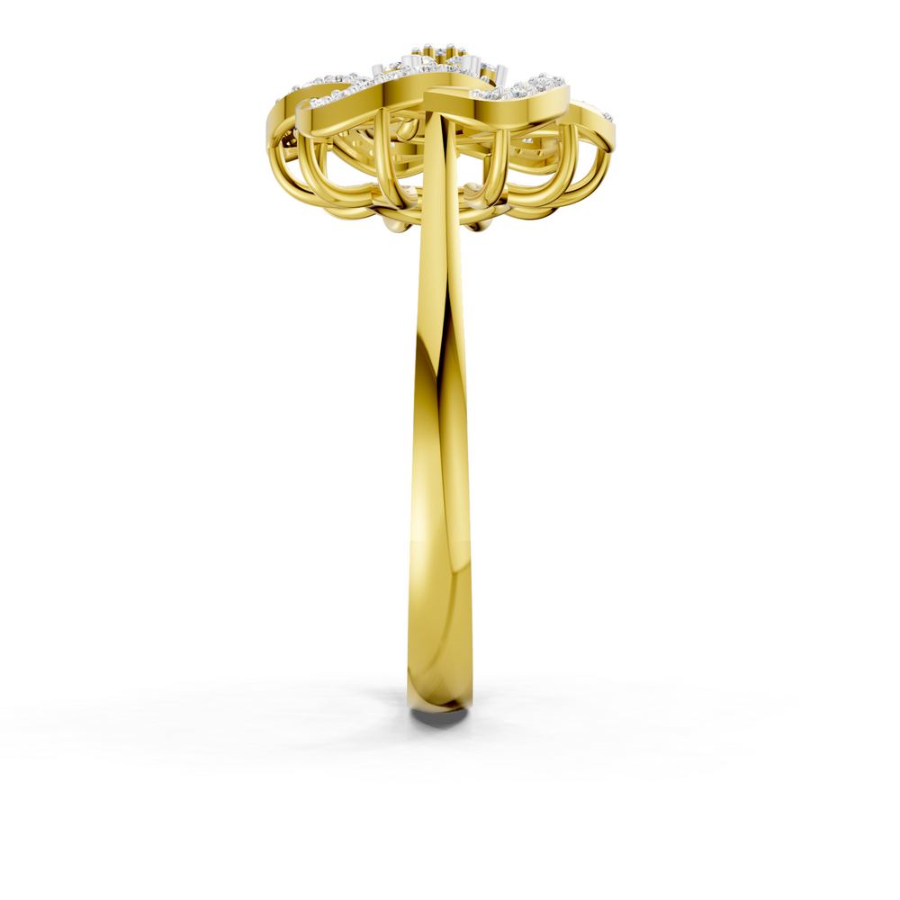 Diamond Floral Swirl Statement Ring