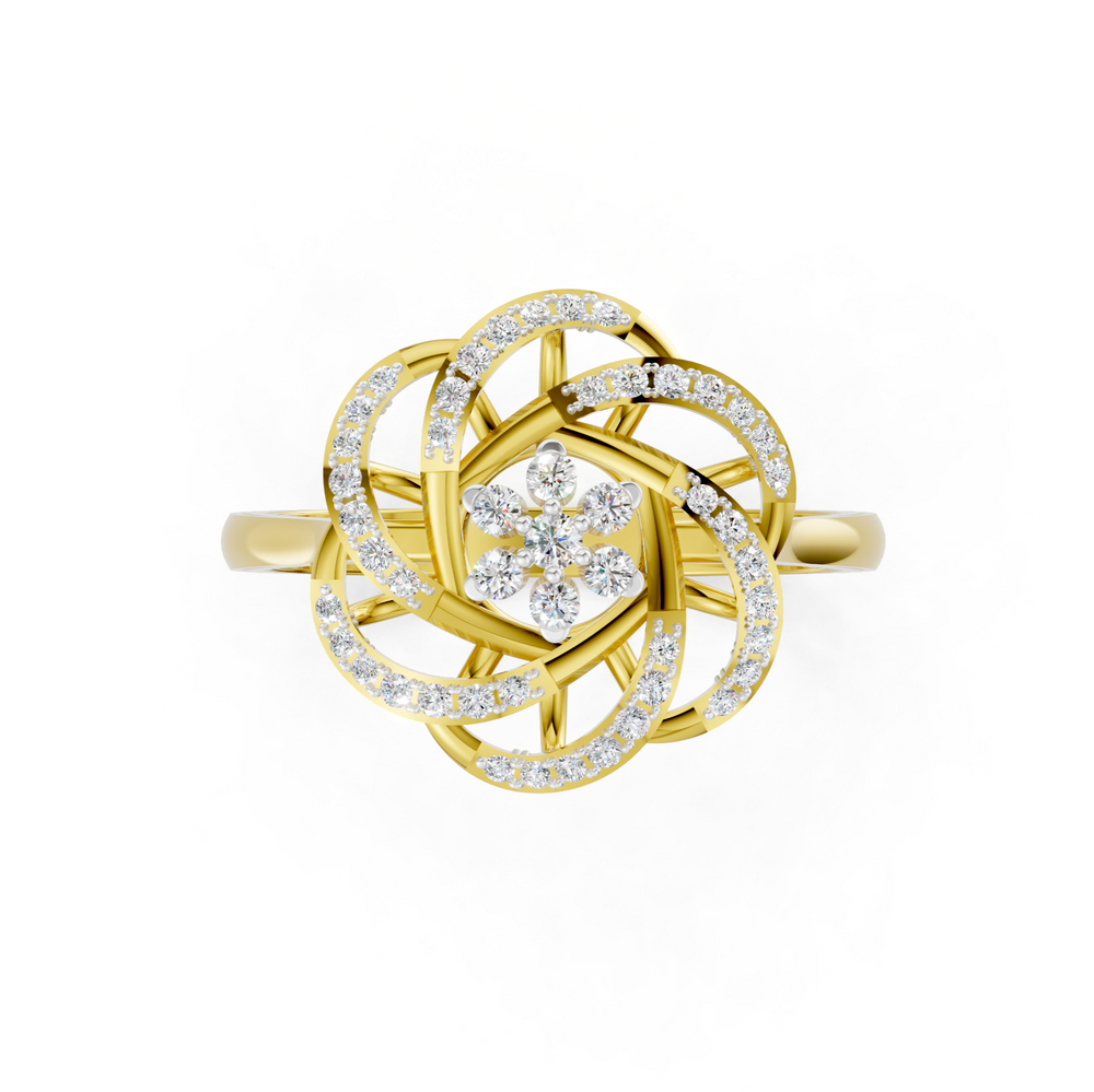 Diamond Floral Swirl Statement Ring