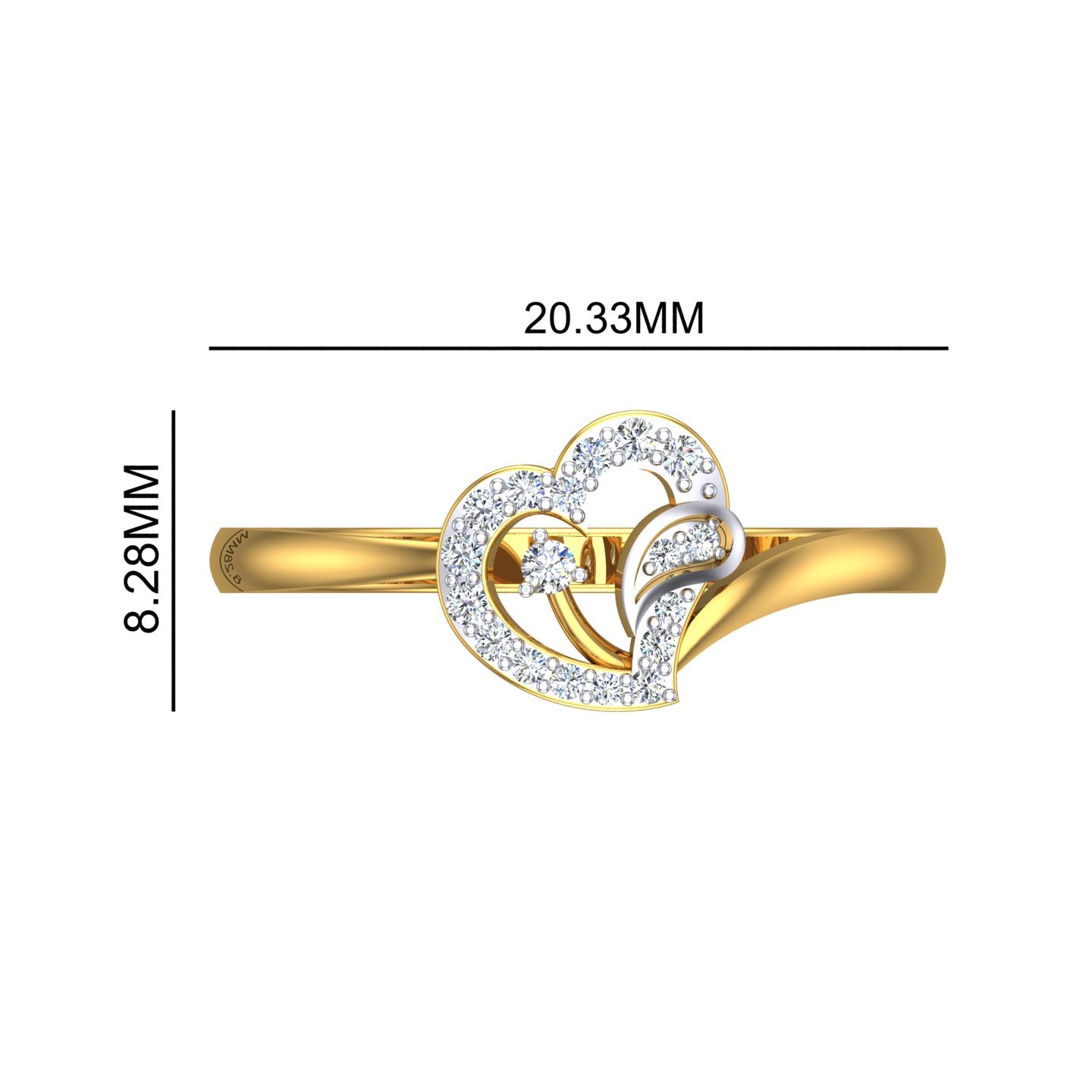 Dainty Intertwined Heart Cluster Ring