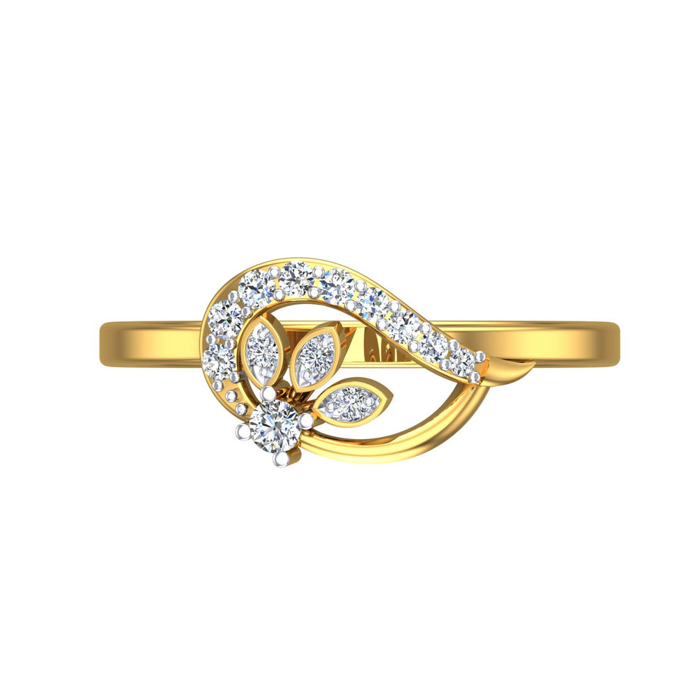Bypass Foliage Halo Diamond Ring