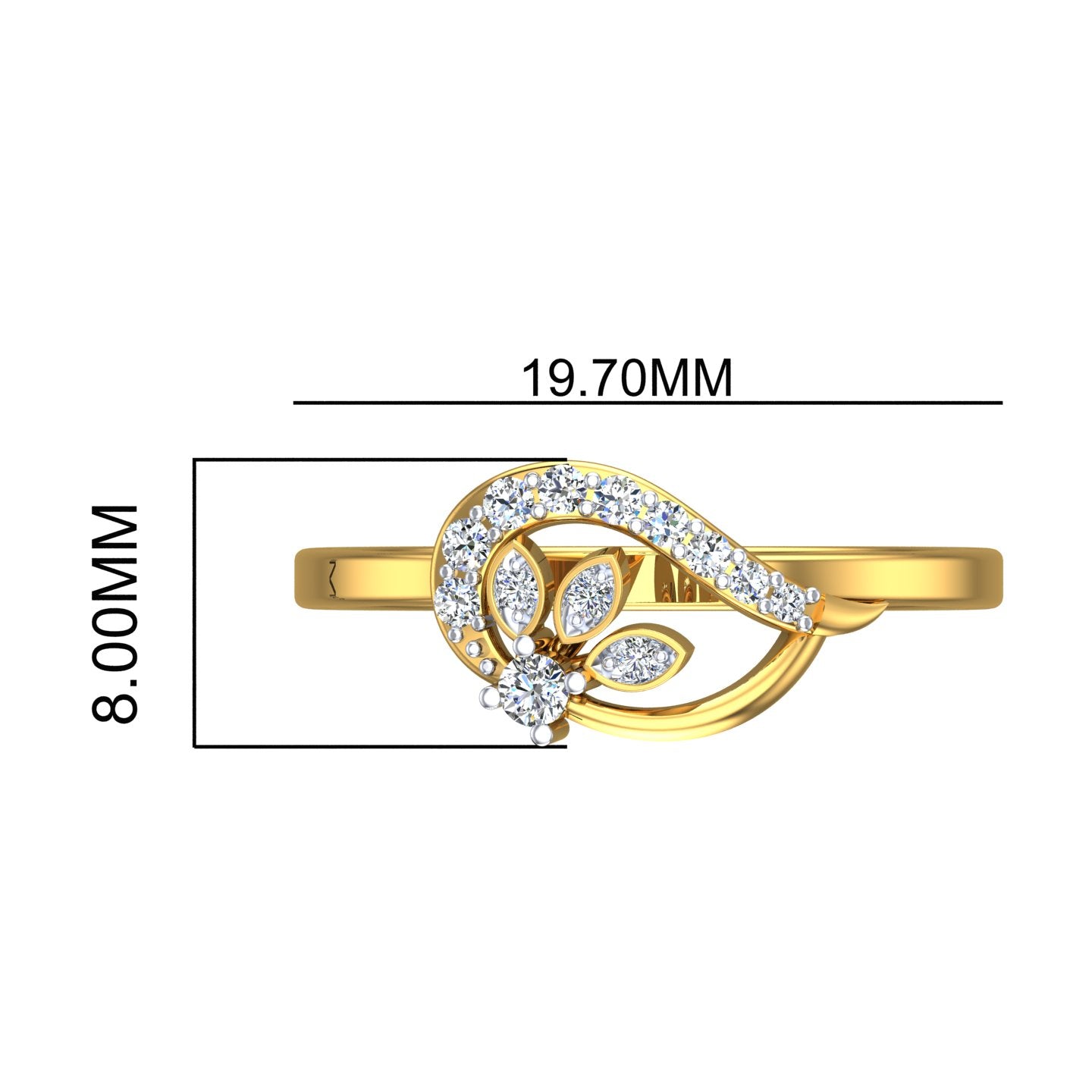 Bypass Foliage Halo Diamond Ring