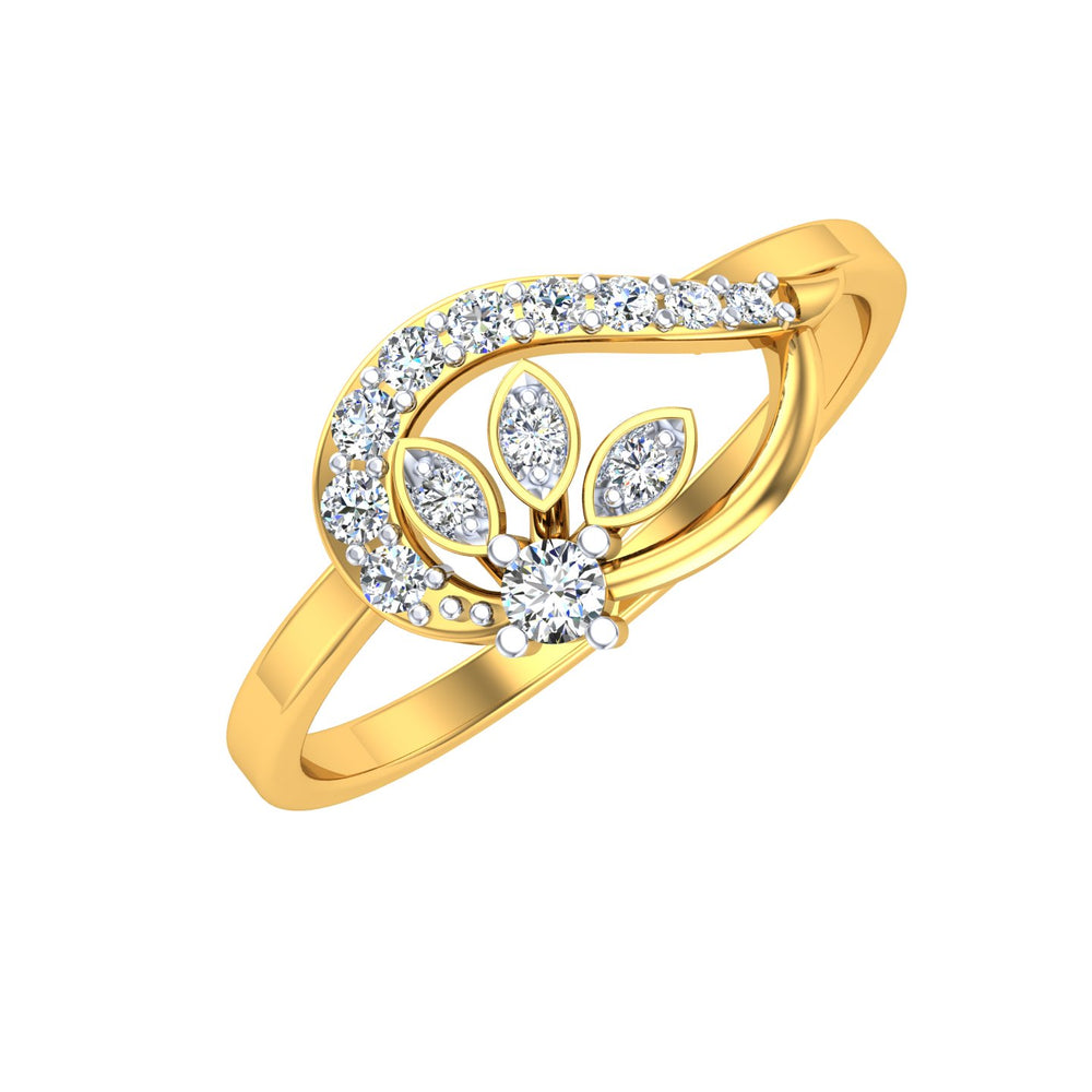 Bypass Foliage Halo Diamond Ring