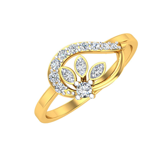Bypass Foliage Halo Diamond Ring