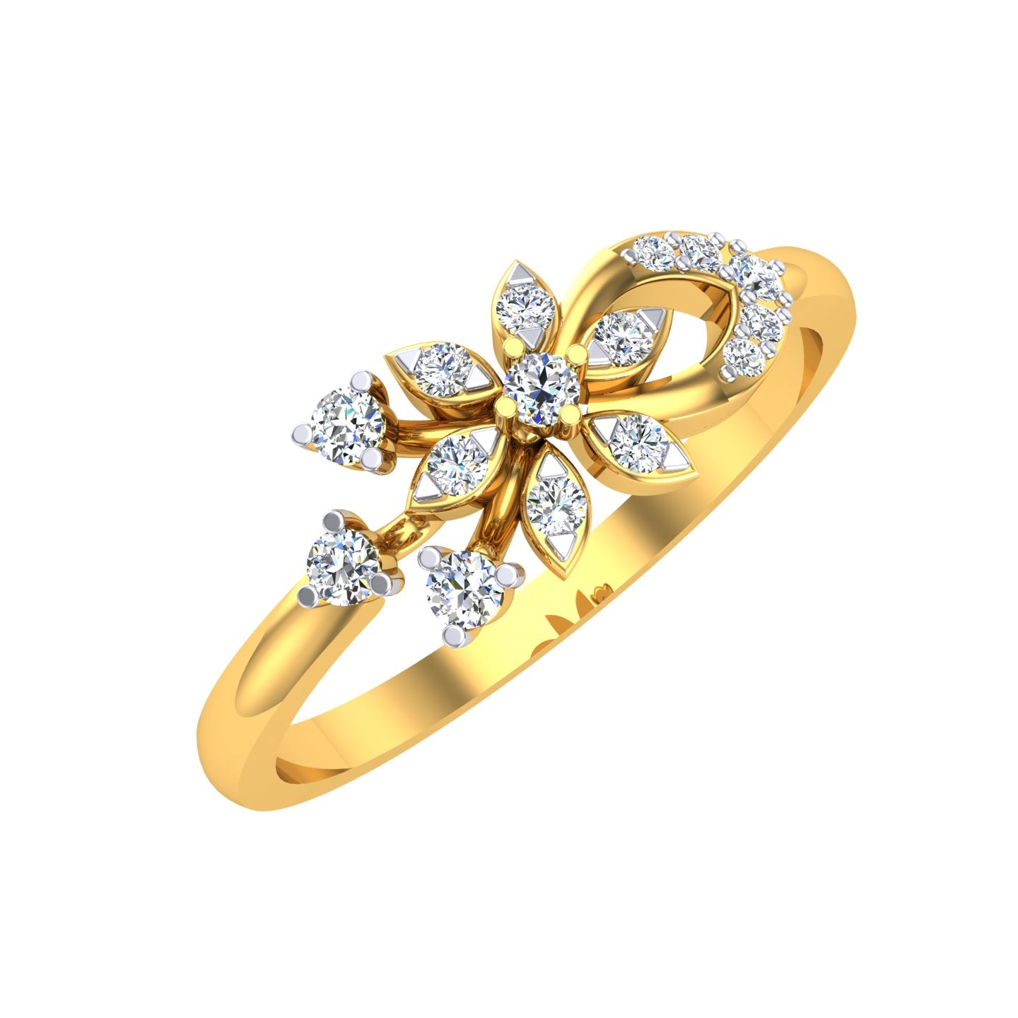 Botanical Trinity Gold & Diamond Ring