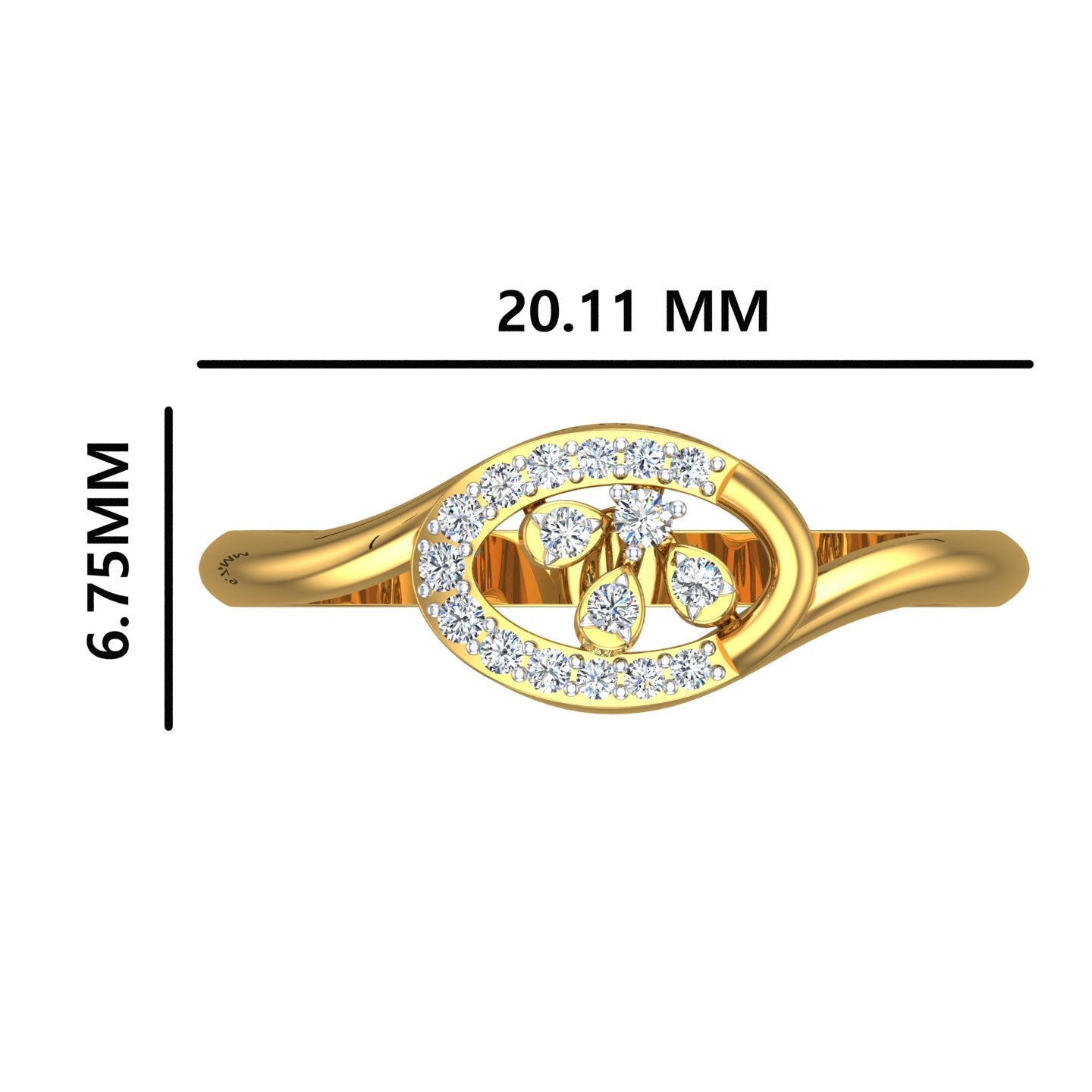 Oval Foliage Halo Diamond Ring