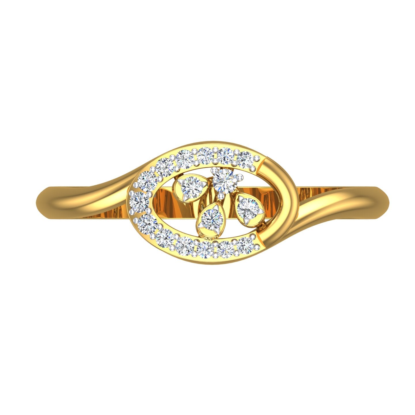 Oval Foliage Halo Diamond Ring