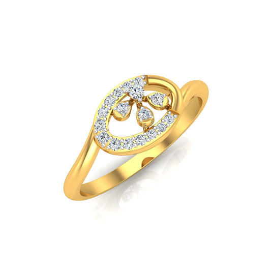 Oval Foliage Halo Diamond Ring