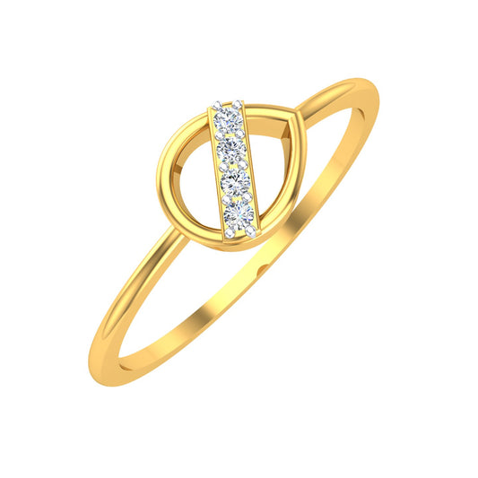 Linear Teardrop Minimalist Diamond Ring