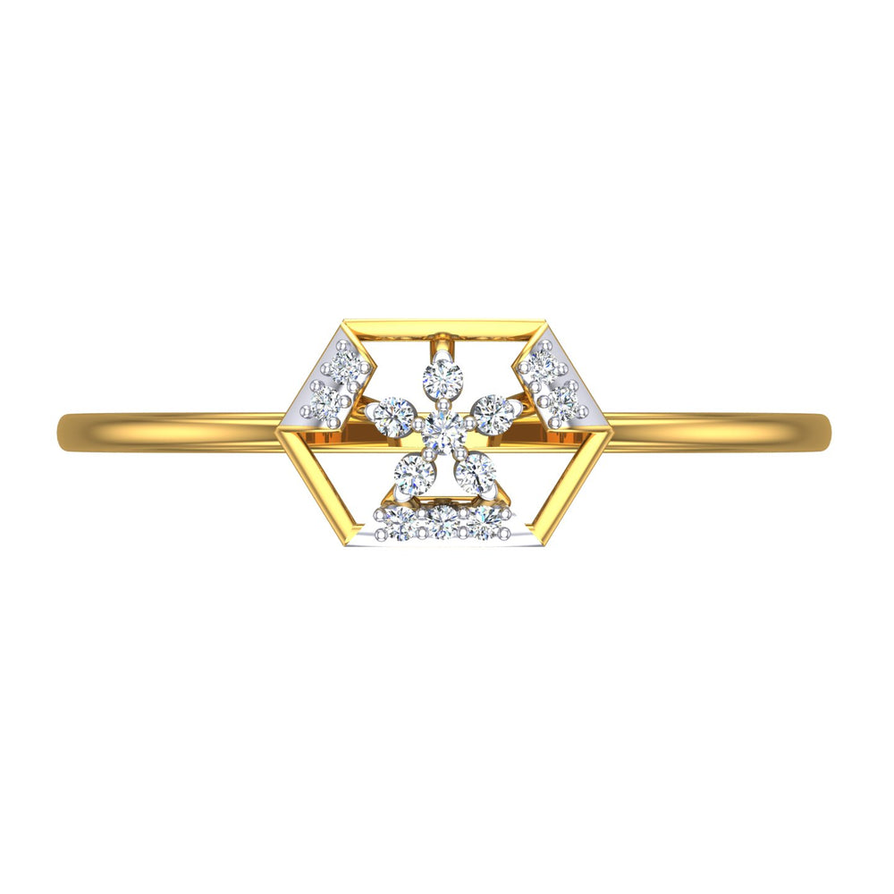 Geometric Hexagon Floret Diamond Ring