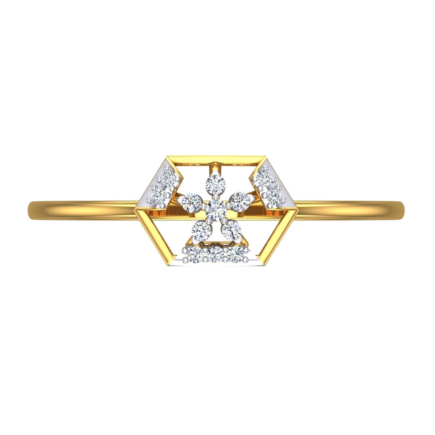 Geometric Hexagon Floret Diamond Ring
