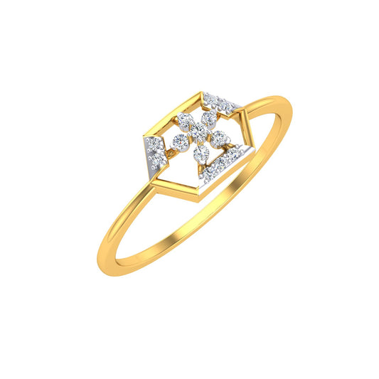 Geometric Hexagon Floret Diamond Ring