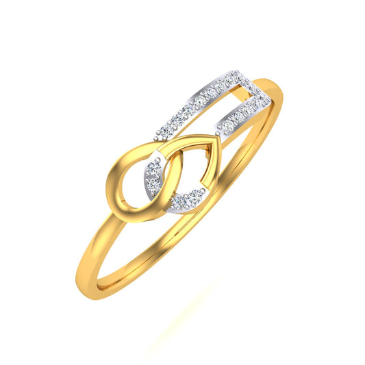 Geometric Interlock Teardrop Diamond Ring