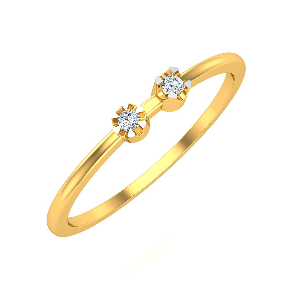 Two-Stone Linear Minimalist Diamond Ring