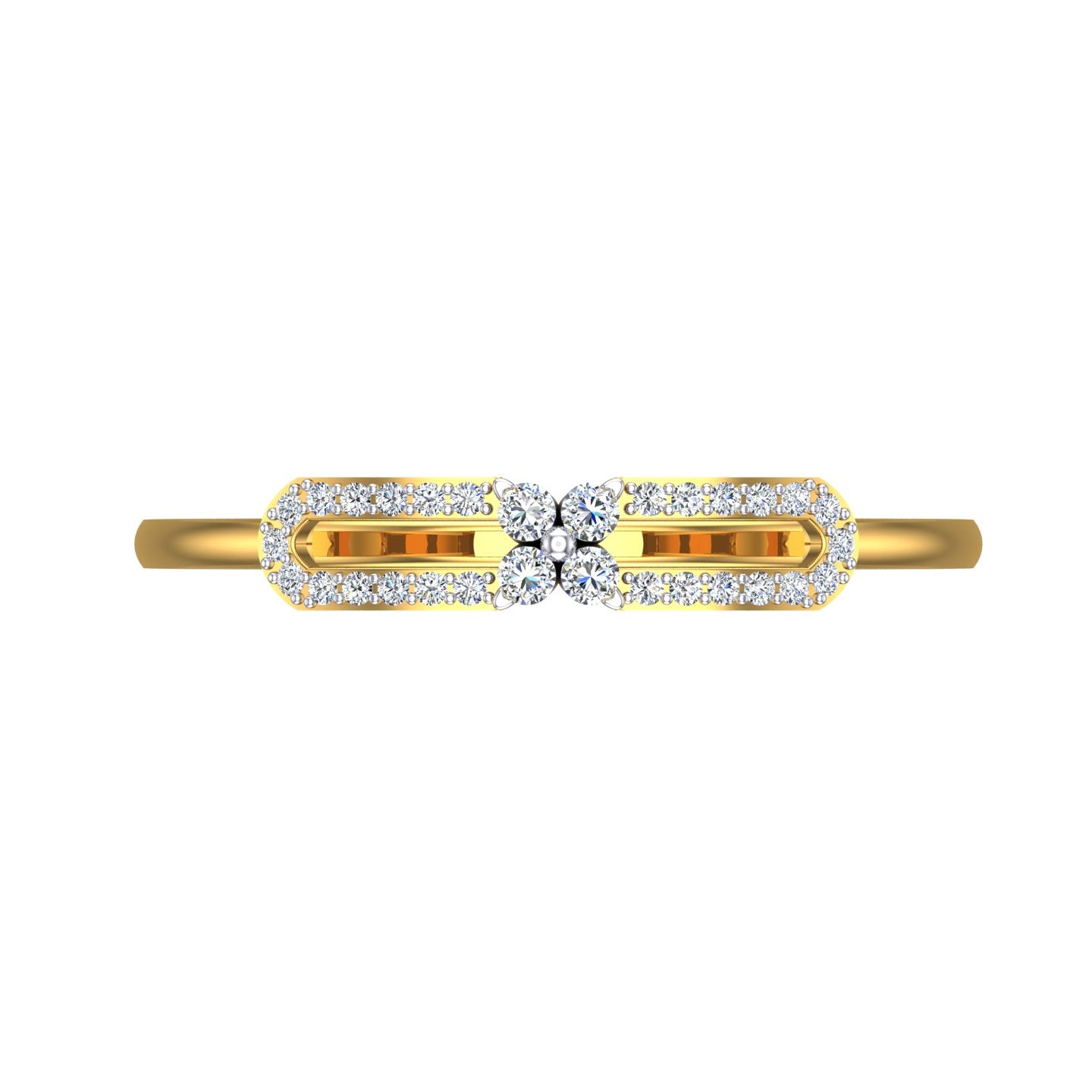 Interlocking Paperclip Floret Diamond Ring