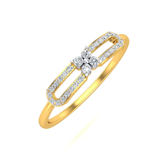 Interlocking Paperclip Floret Diamond Ring