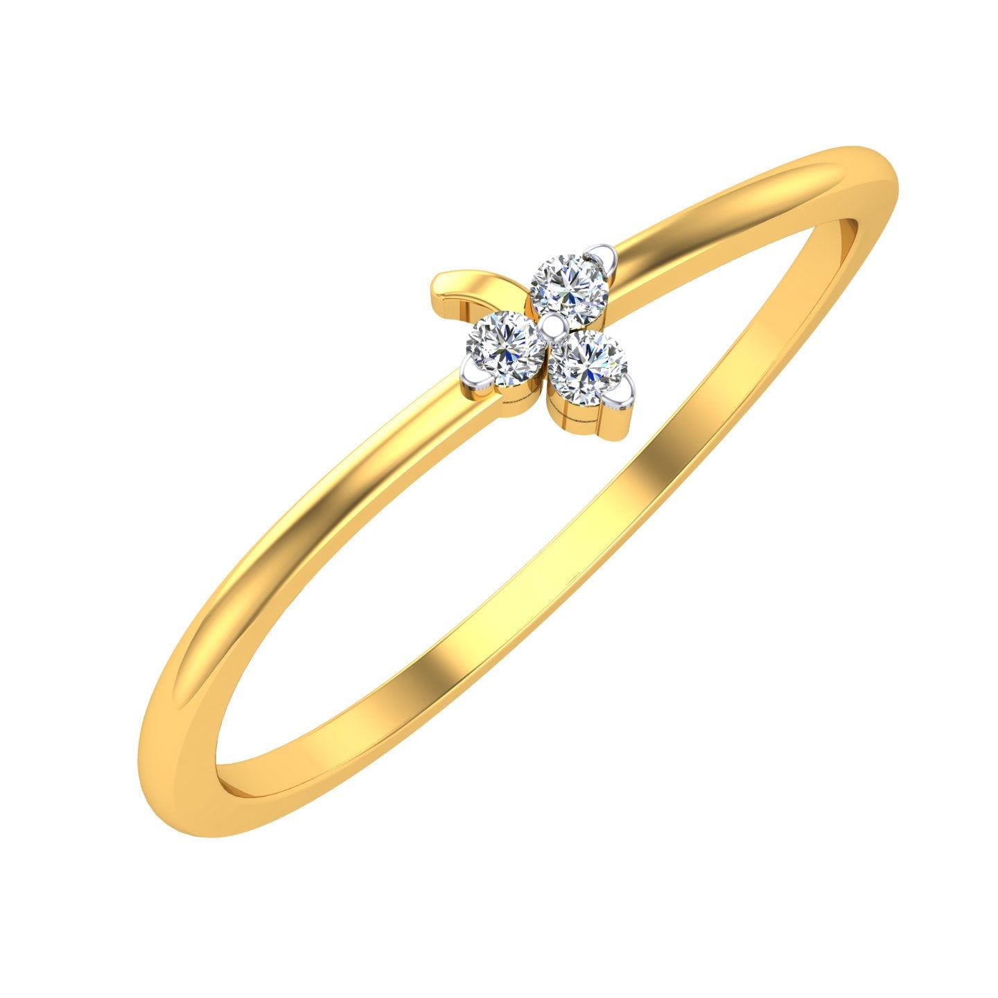 Dainty Three-Stone Blossom Minimalist Ring