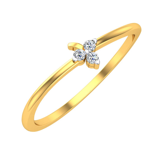 Dainty Three-Stone Blossom Minimalist Ring