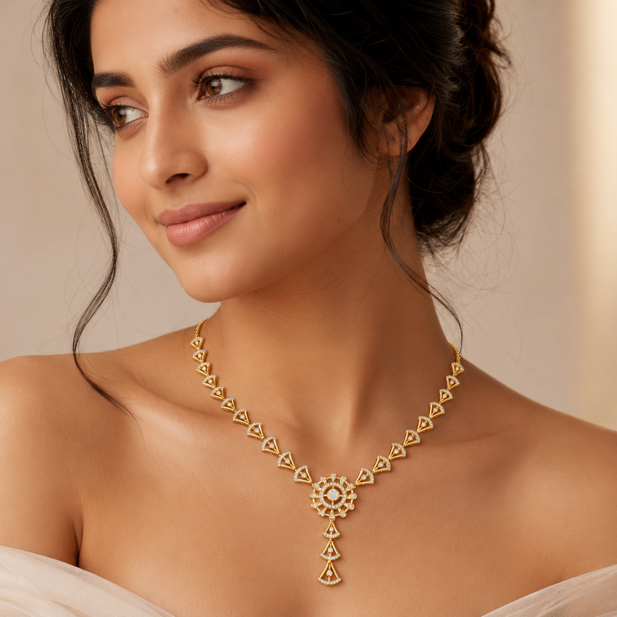 Radiant Fan Cascade Diamond Necklace