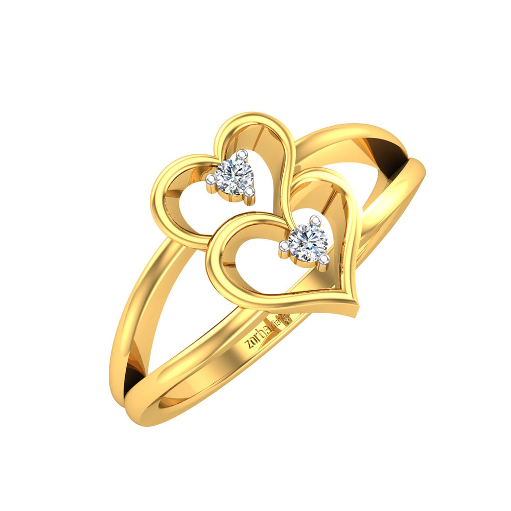 Twin Hearts Diamond Ring