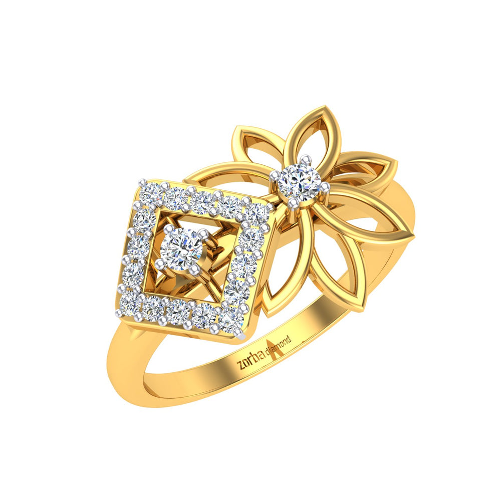 Floral Halo Diamond Ring