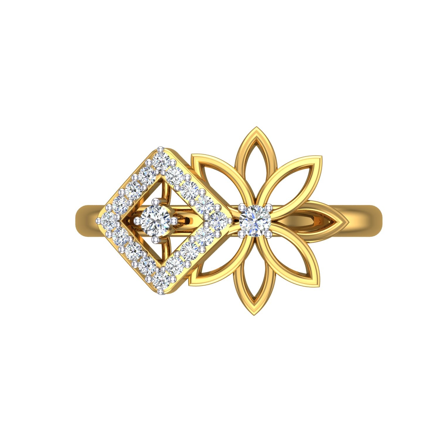 Floral Halo Diamond Ring