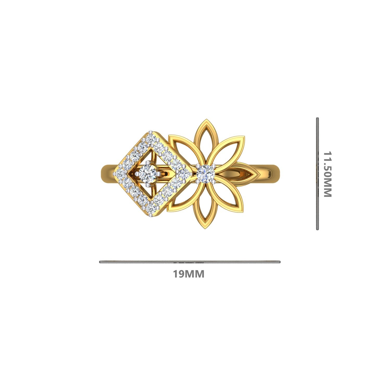 Floral Halo Diamond Ring