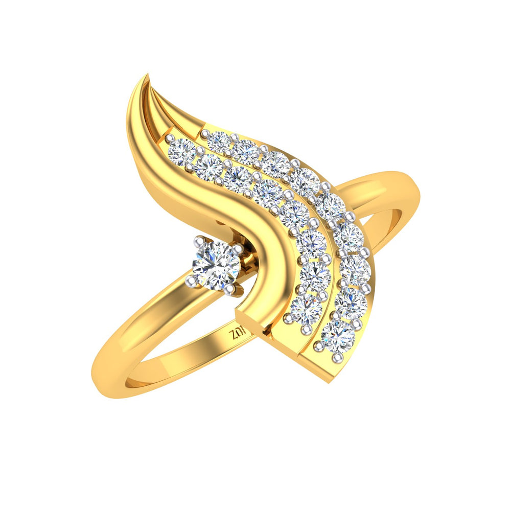 Golden Feather Cascade Ring