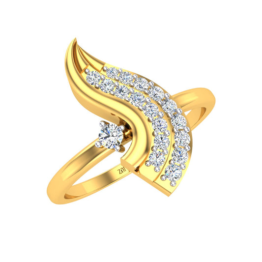 Golden Feather Cascade Ring