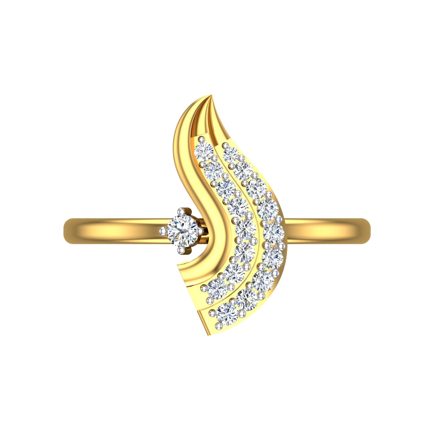Golden Feather Cascade Ring