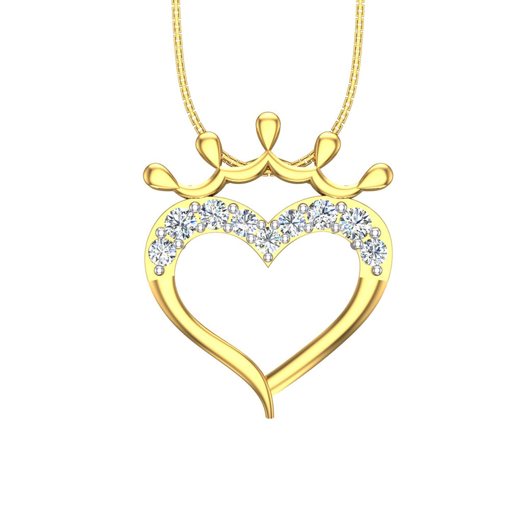 Crowned Heart Diamond Pendant