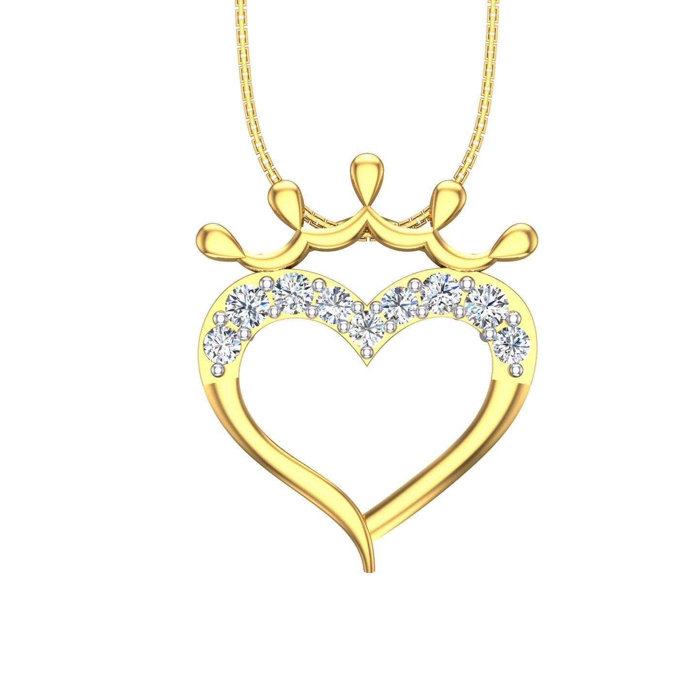 Crowned Heart Diamond Pendant