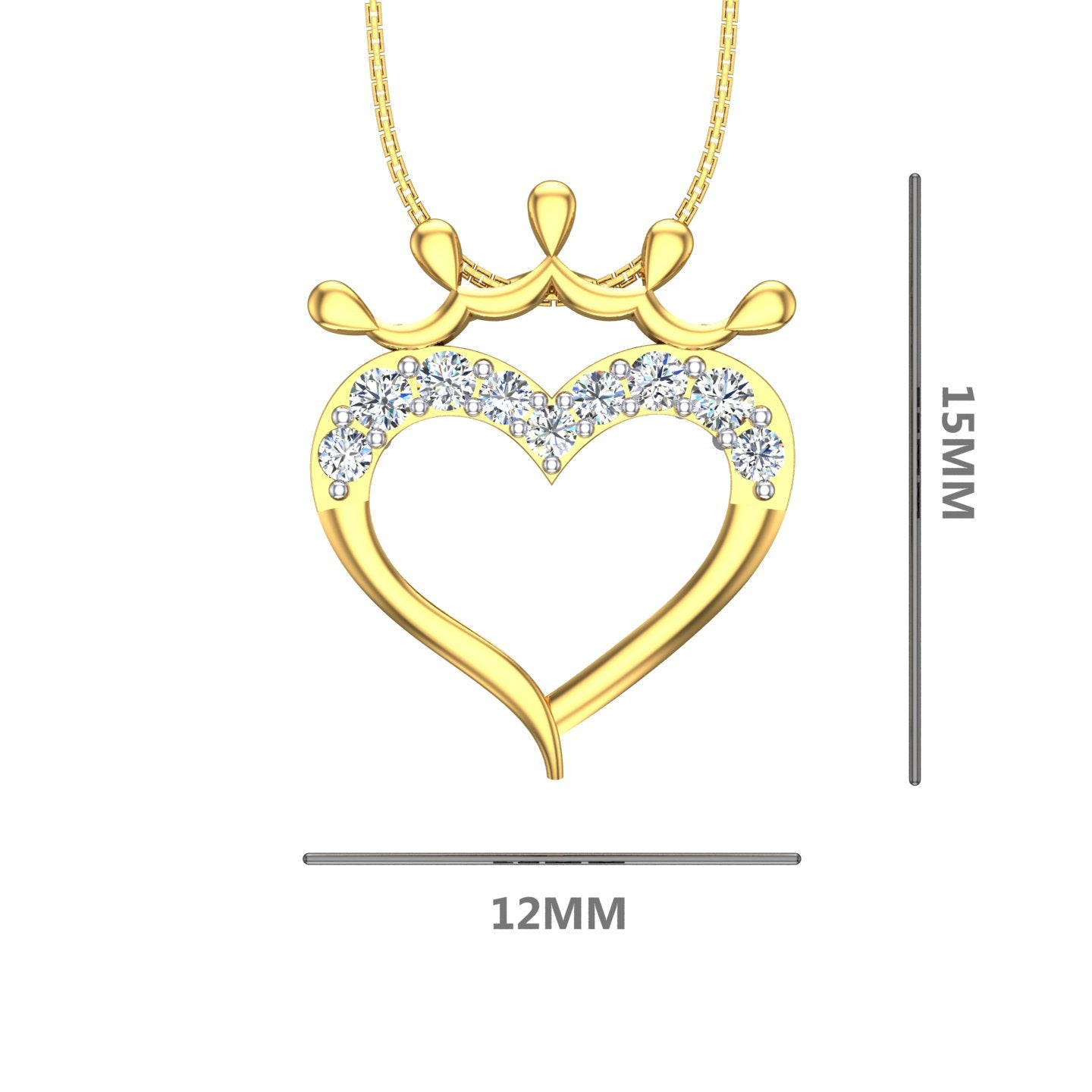 Crowned Heart Diamond Pendant