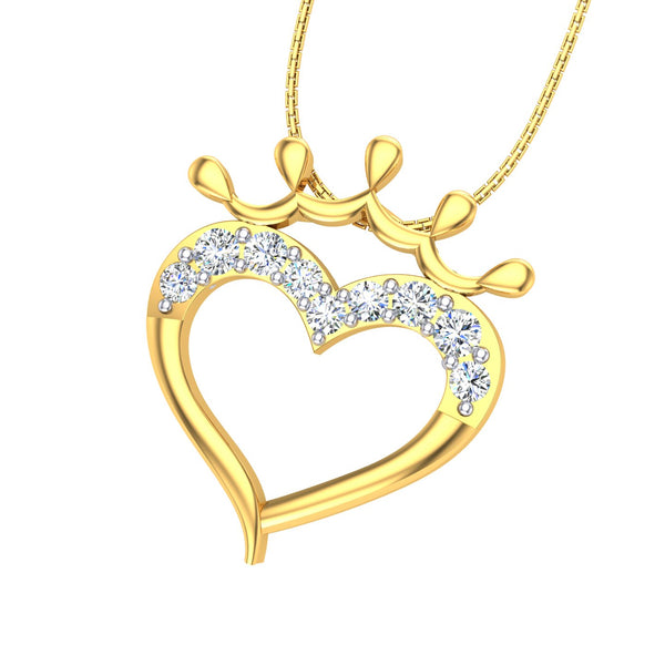 Crowned Heart Diamond Pendant