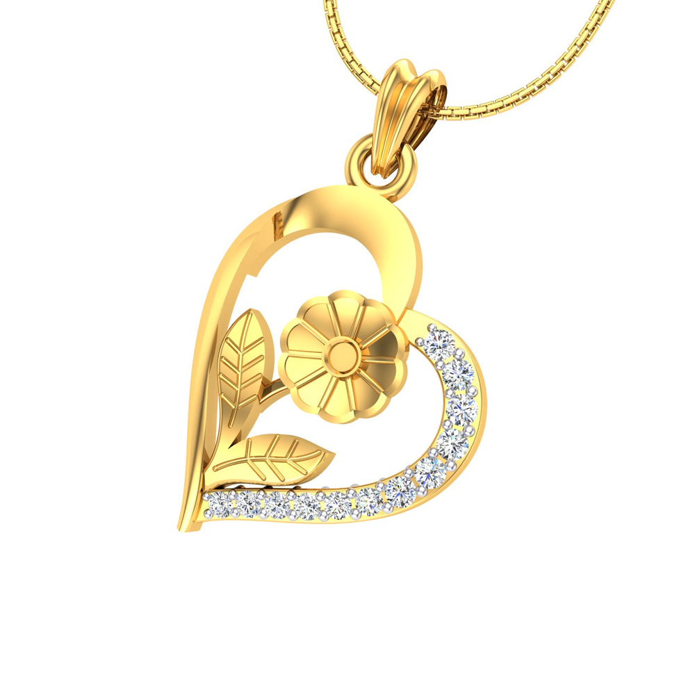 Floral Heart Diamond Pendant