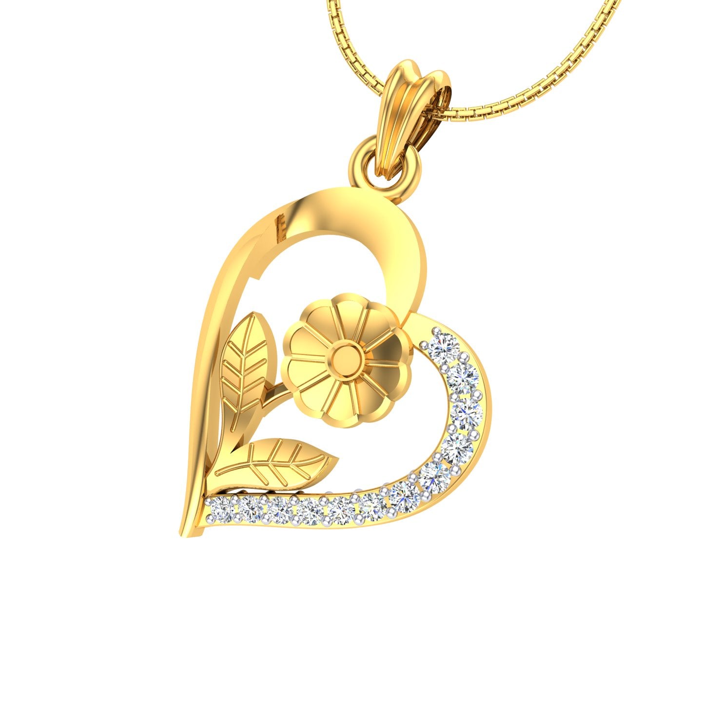Floral Heart Diamond Pendant