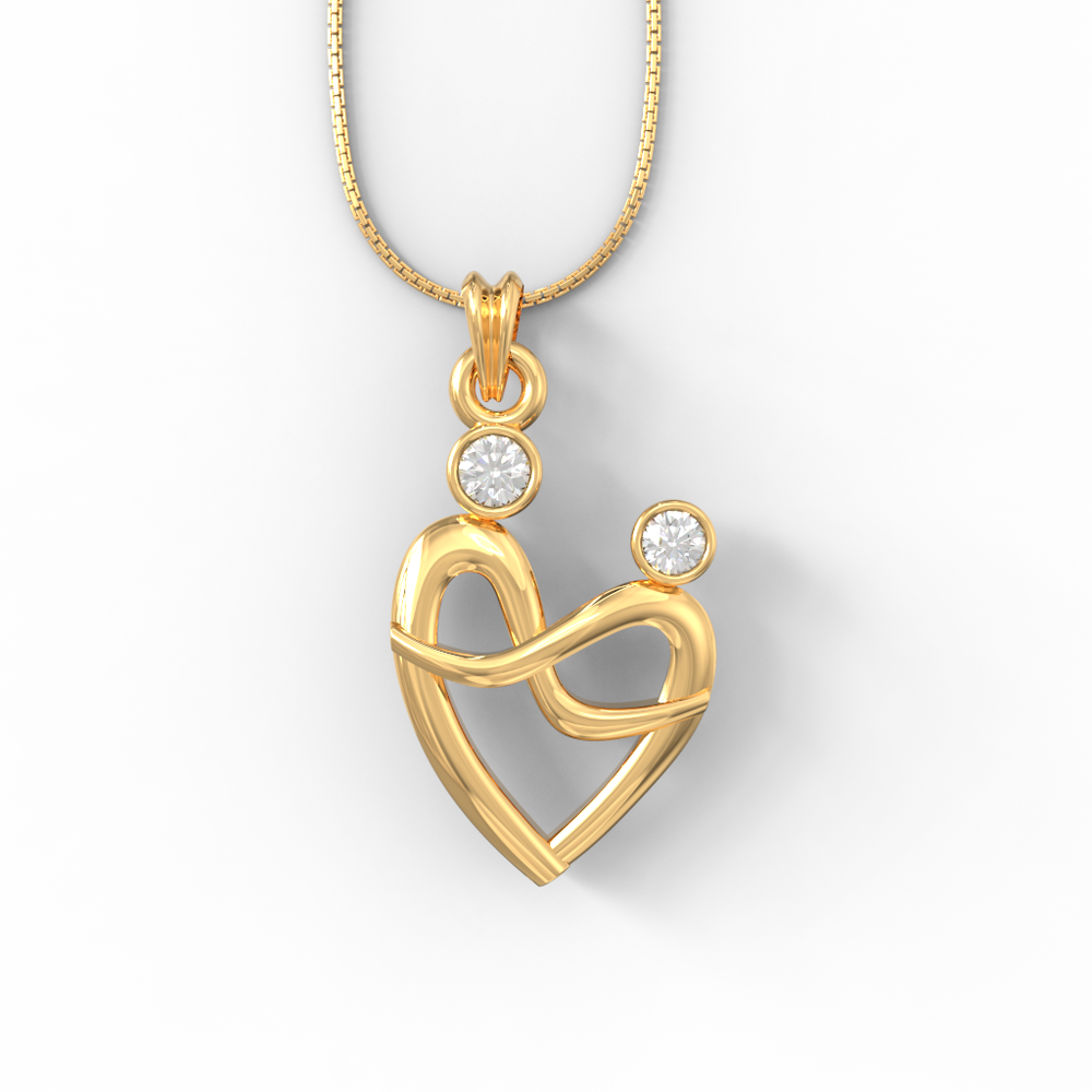 Diamond Mother and Child Heart Pendant