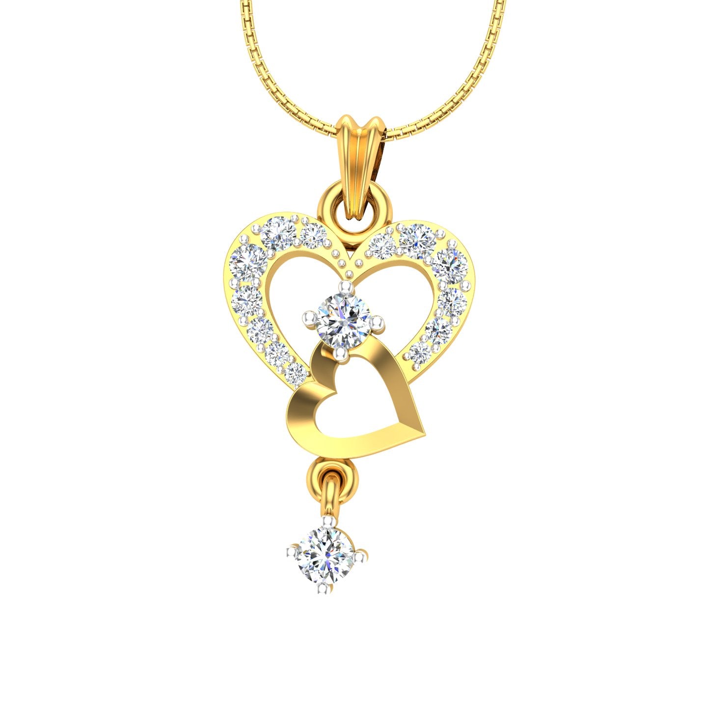 Double Heart Diamond Pendant