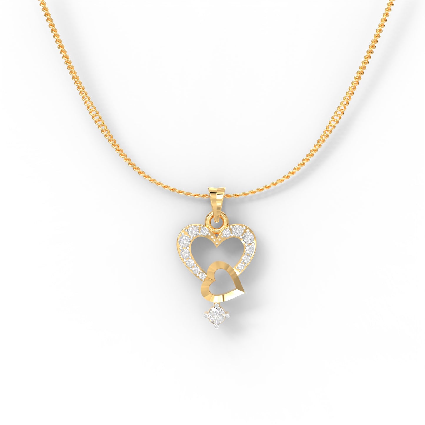 Double Heart Diamond Pendant