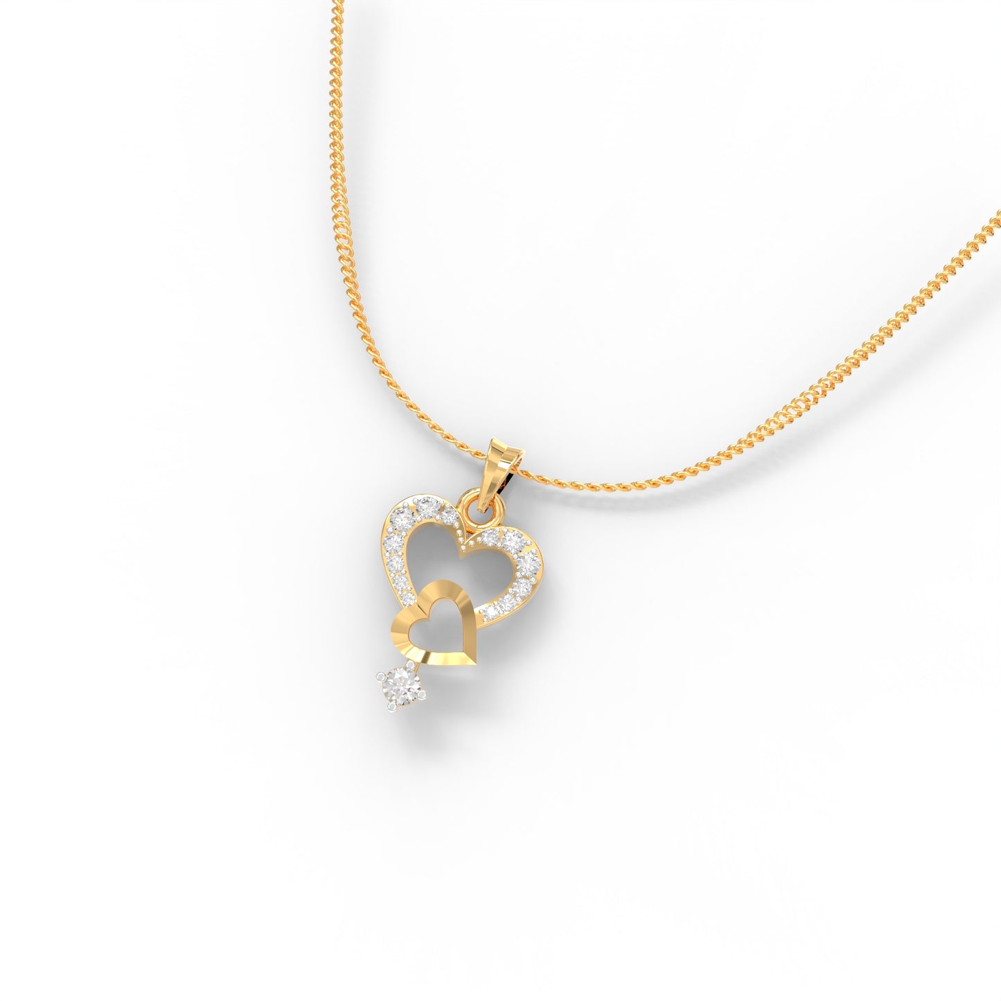 Double Heart Diamond Pendant