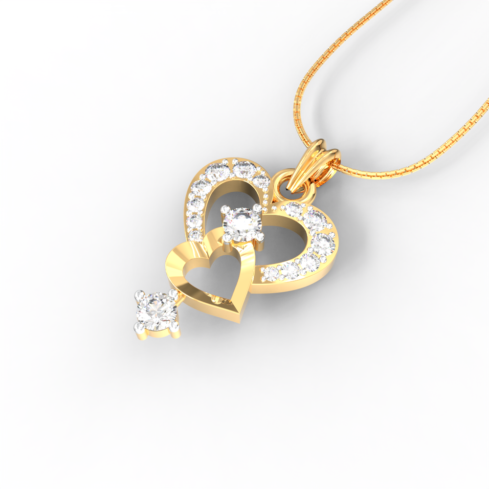 Double Heart Diamond Pendant