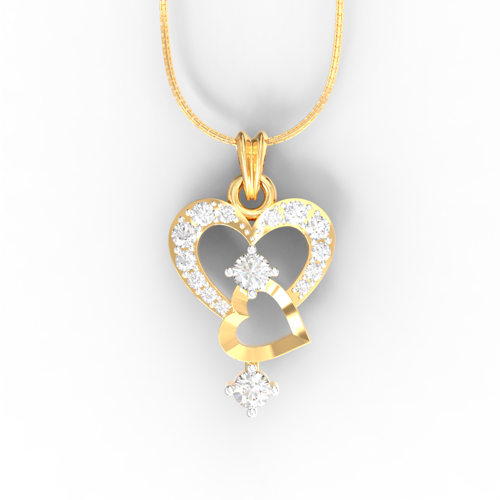 Double Heart Diamond Pendant