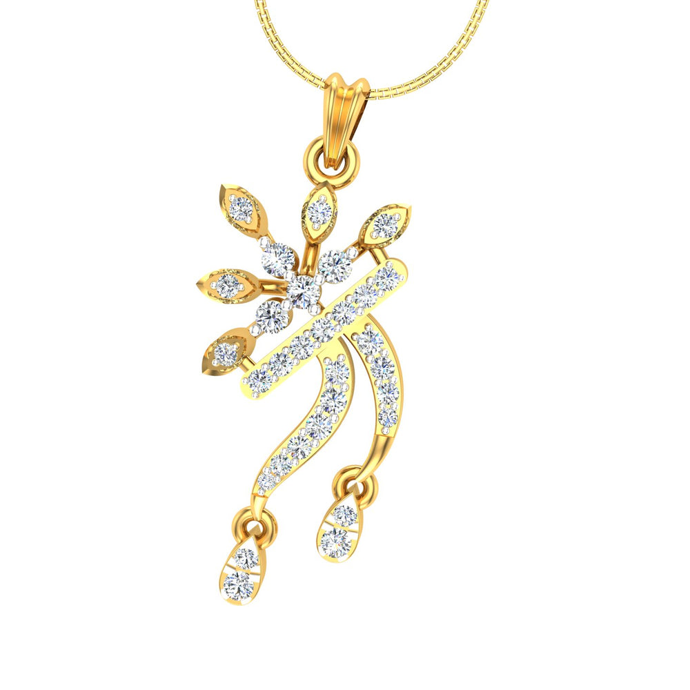 Diamond Studded "Shree" Shape God Pendant
