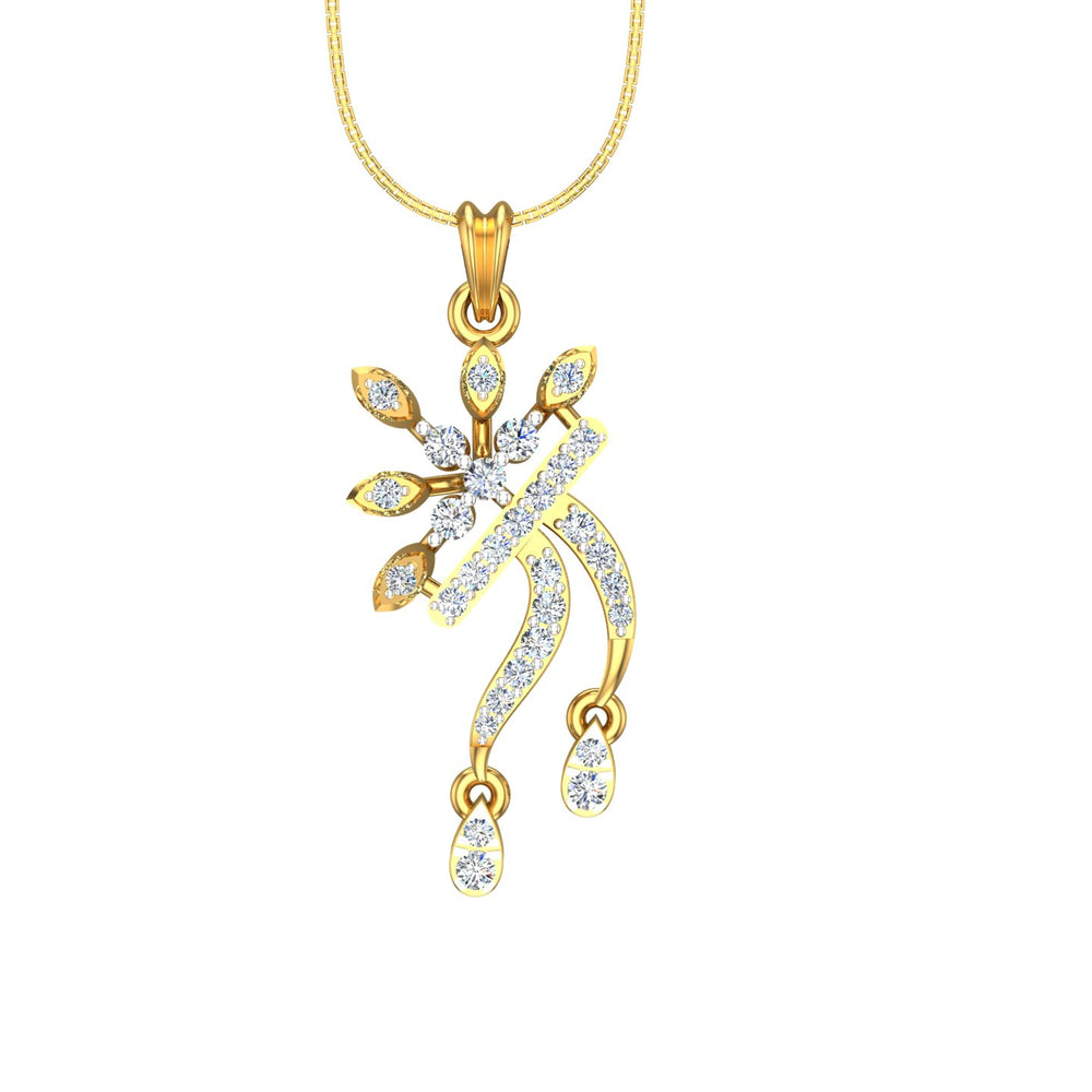 Diamond Studded "Shree" Shape God Pendant