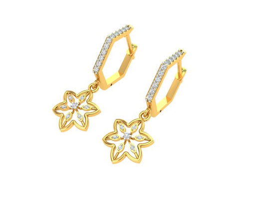 Sakura Bloom Diamond Hoops