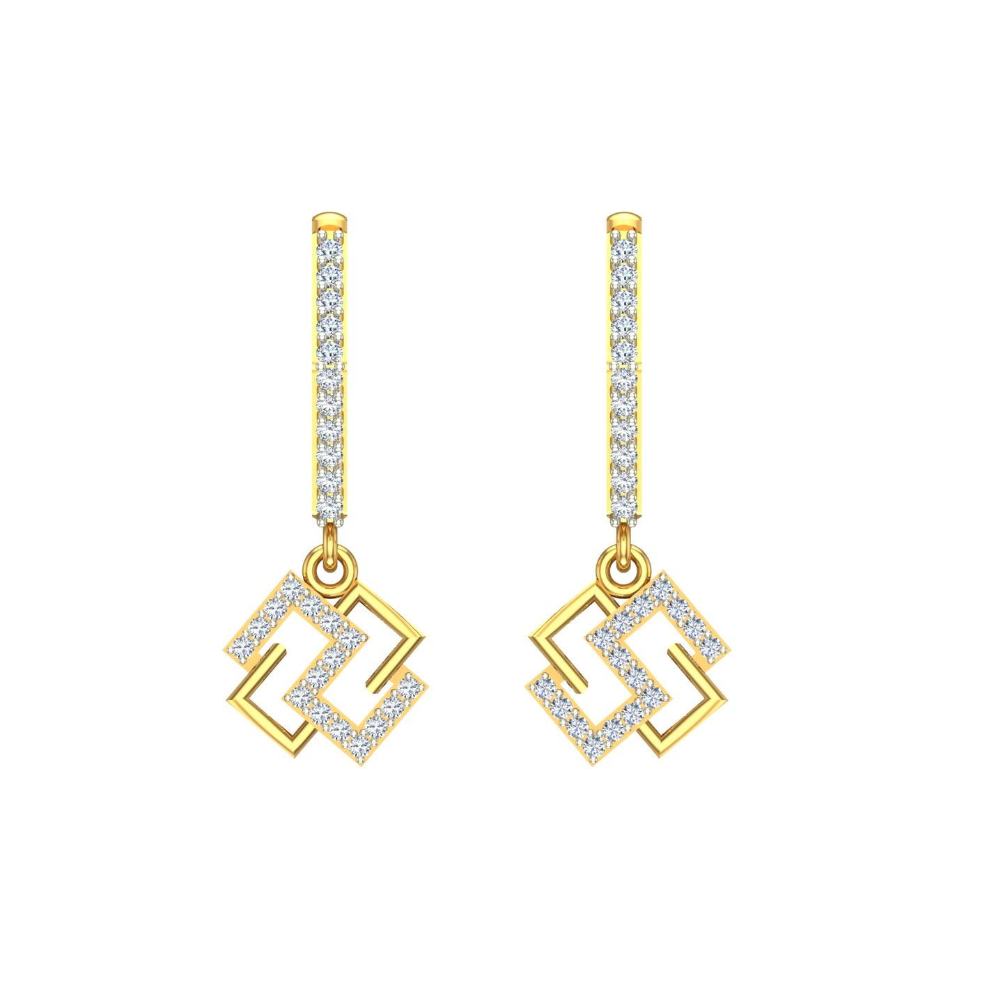 Twin Link Diamond Hoops