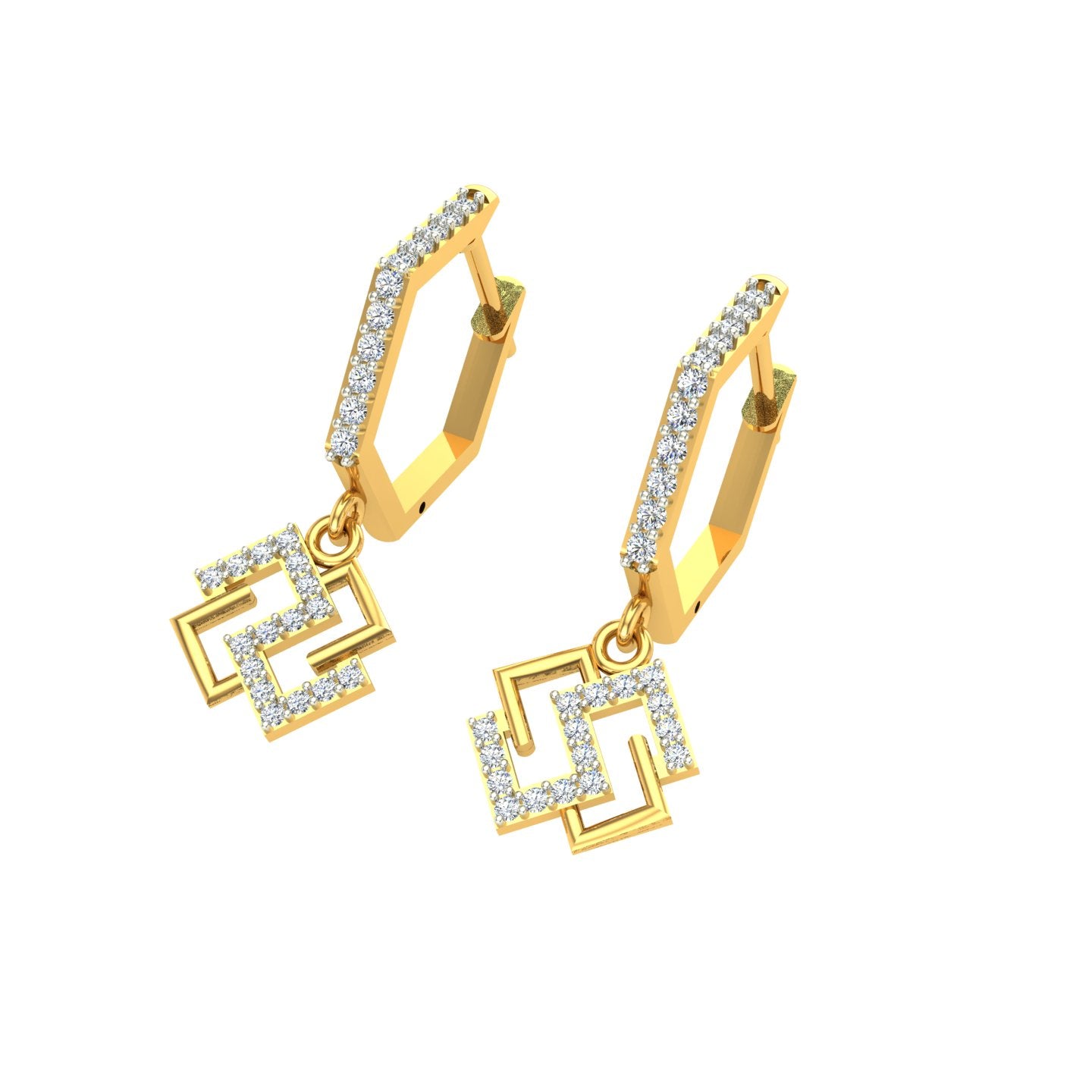 Twin Link Diamond Hoops