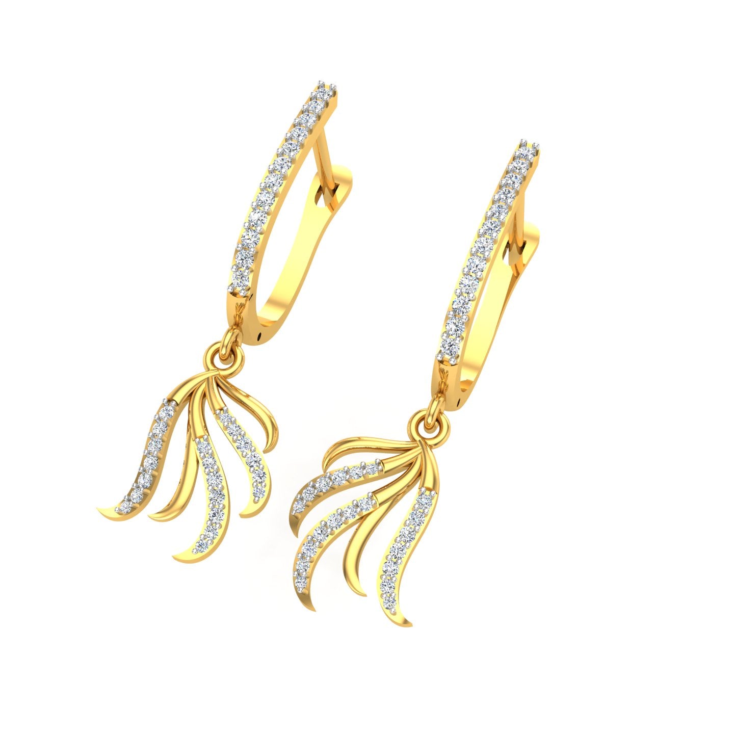 Aurora Feather Diamond Hoops