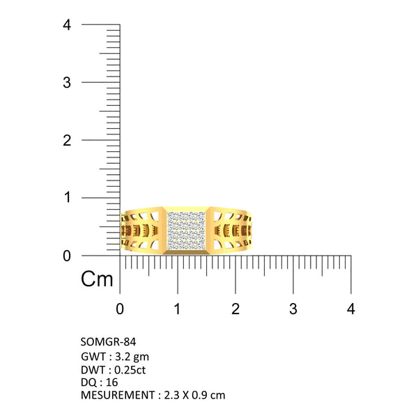 Men's diamond-studded yellow gold ring hover image