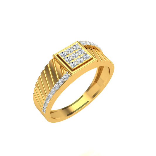 Men's diamond-studded gold ring