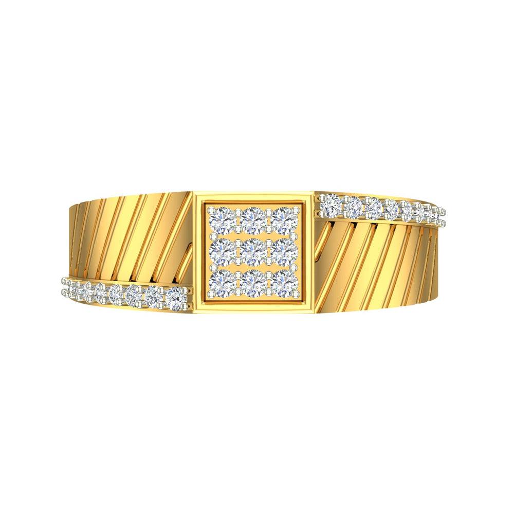 Men's diamond-studded gold ring